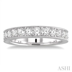 1 Ctw Round Cut Diamond Wedding Band in 14K White Gold