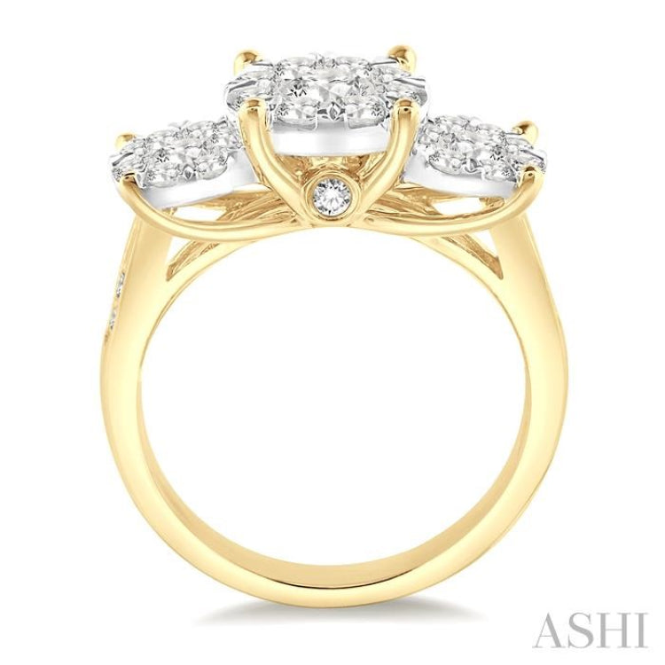 1 1/2 Ctw Lovebright Round Cut Diamond Ring in 14K Yellow and White Gold