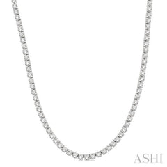 10 Ctw Round Cut Diamond Tennis Necklace in 14K White Gold