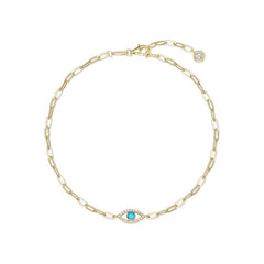 Evil Eye Paperclip Anklet