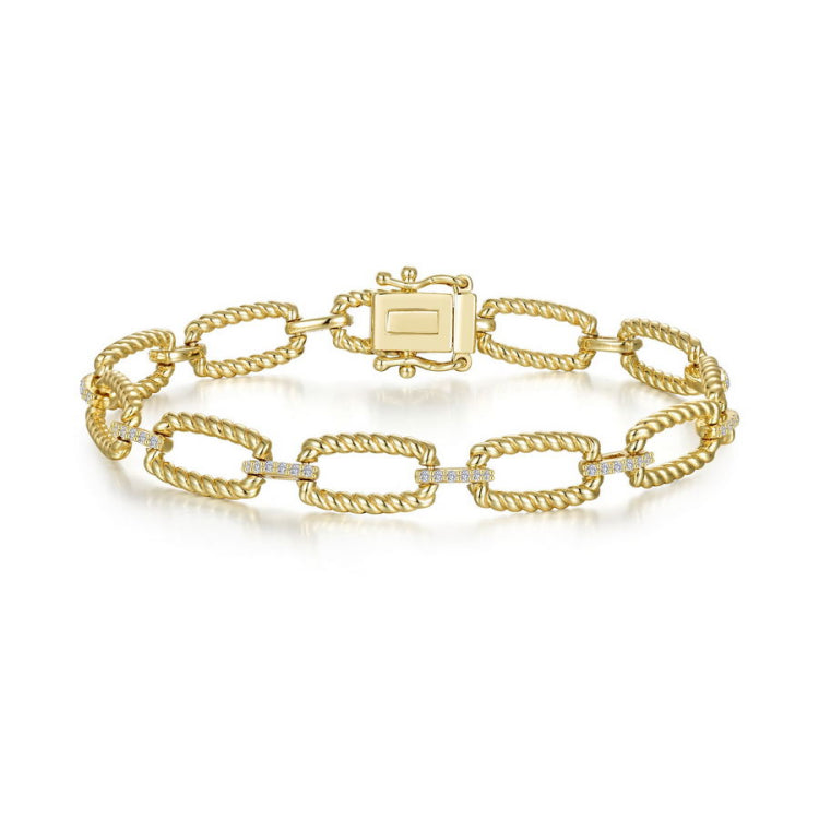 Rectangle Shape Cable Link Bracelet