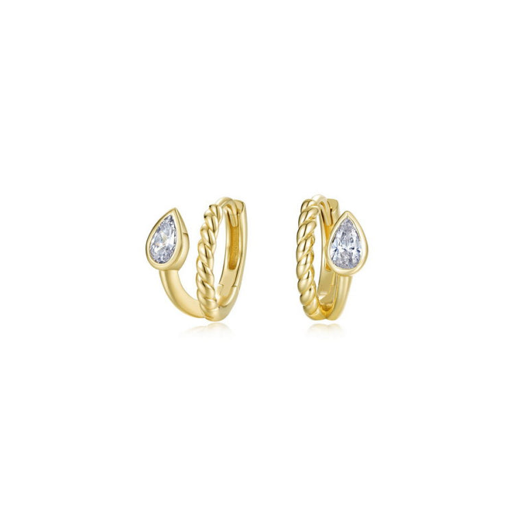 Tessa Bypass Pear Huggie Earrings