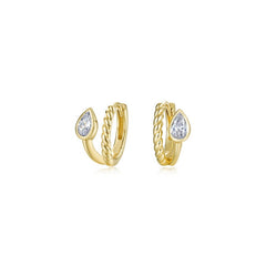 Tessa Bypass Pear Huggie Earrings
