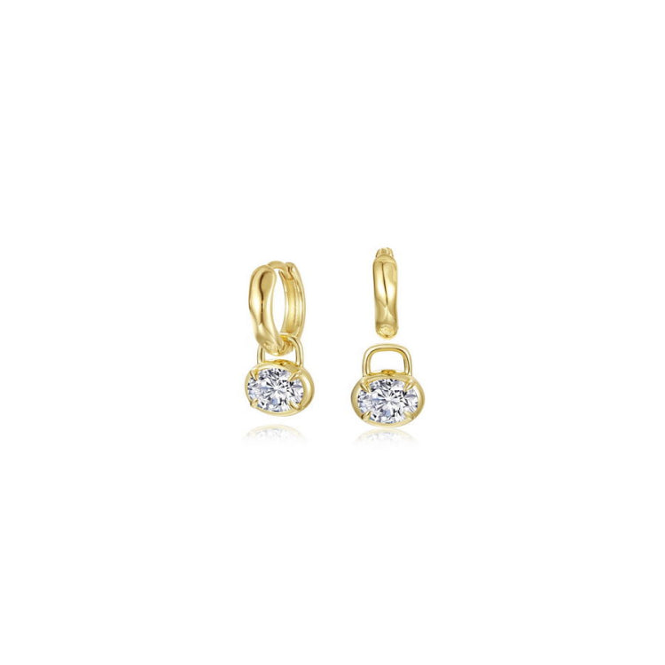 Oval Charm Molten Huggie Hoops