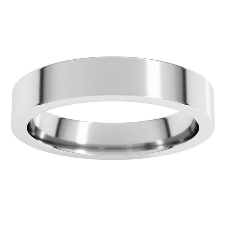 14K White Gold 4 mm Comfort-Fit Flat Band Size 8.5