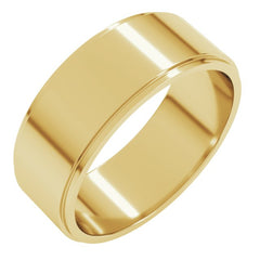14K Yellow Gold 7 mm Stepped-Edge Flat Band Size 11