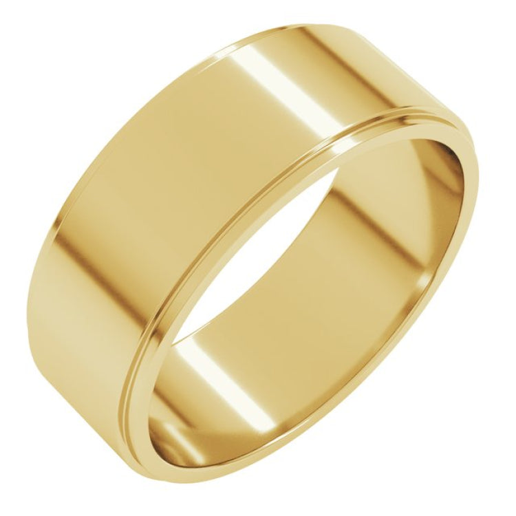 18K Yellow Gold 7 mm Stepped-Edge Flat Band Size 11.5