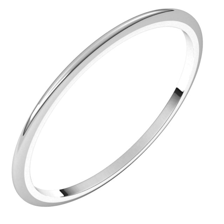 14K White Gold 1 mm Half Round Band Size 5