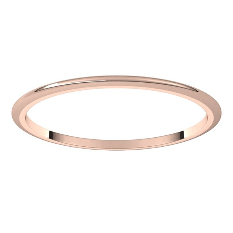 14K Rose Gold 1 mm Half Round Band Size 6