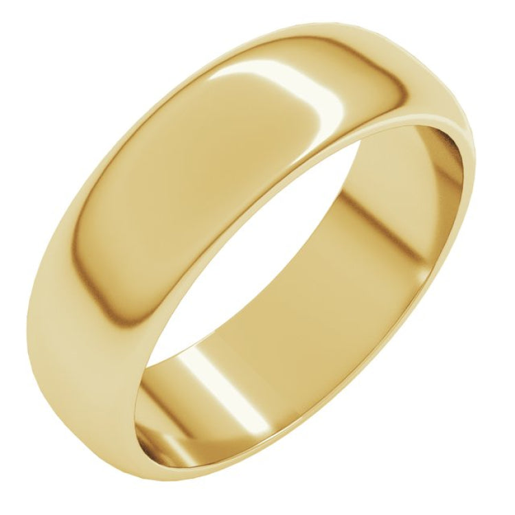 14K Yellow Gold 6 mm Half Round Band Size 7