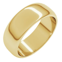 14K Yellow Gold 7 mm Half Round Band Size 7
