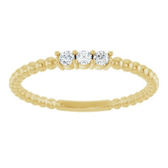 14K Yellow Gold 1/10 CTW Natural Diamond Beaded Ring