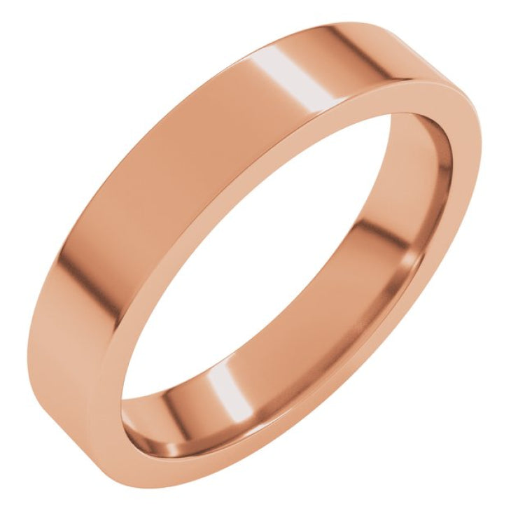 14K Rose Gold 4 mm Comfort-Fit Flat Band Size 8.5