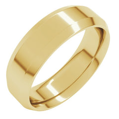 14K Yellow Gold 6 mm Beveled-Edge Comfort-Fit Flat Band Size 10.5
