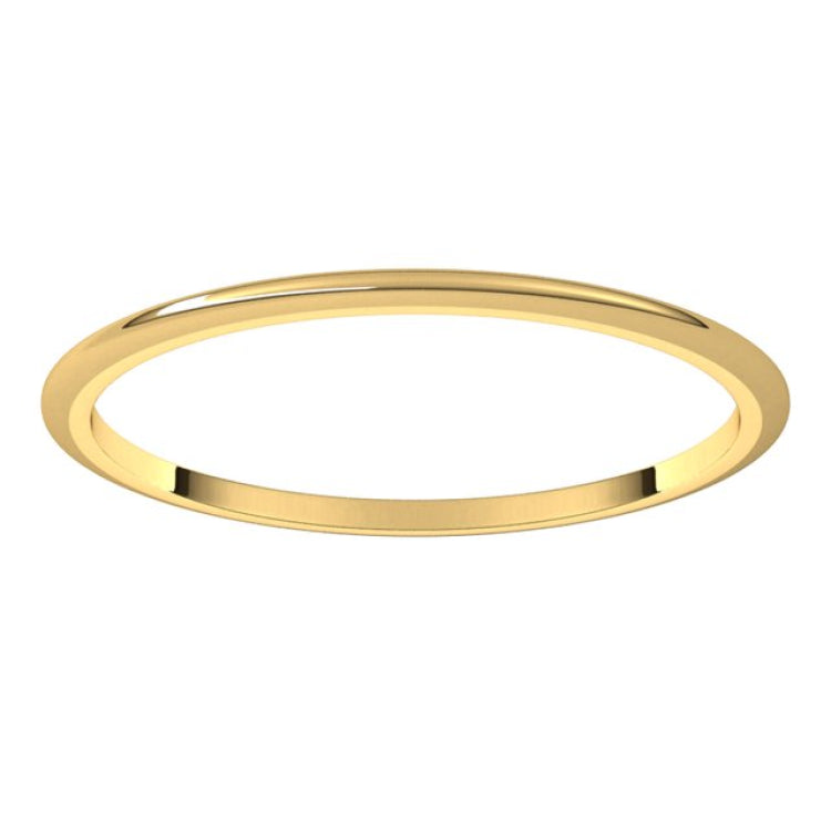 18K Yellow Gold 1 mm Half Round Band Size 4.5