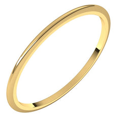 14K Yellow Gold 1 mm Half Round Band Size 6.5