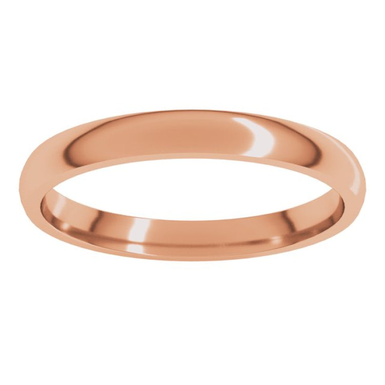 14K Rose Gold 2.5 mm Lightweight Comfort-Fit Half Round Band Size 7