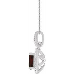 Sterling Silver Natural Mozambique Garnet & .01 CTW Natural Diamond 18" Necklace