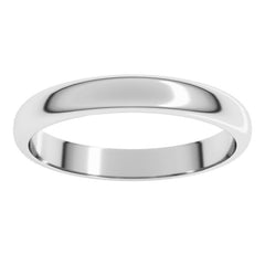 14K White Gold 3 mm Half Round Band Size 10.5