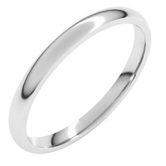 14K X1 White Gold 2 mm Lightweight Comfort-Fit Half Round Band Size 7
