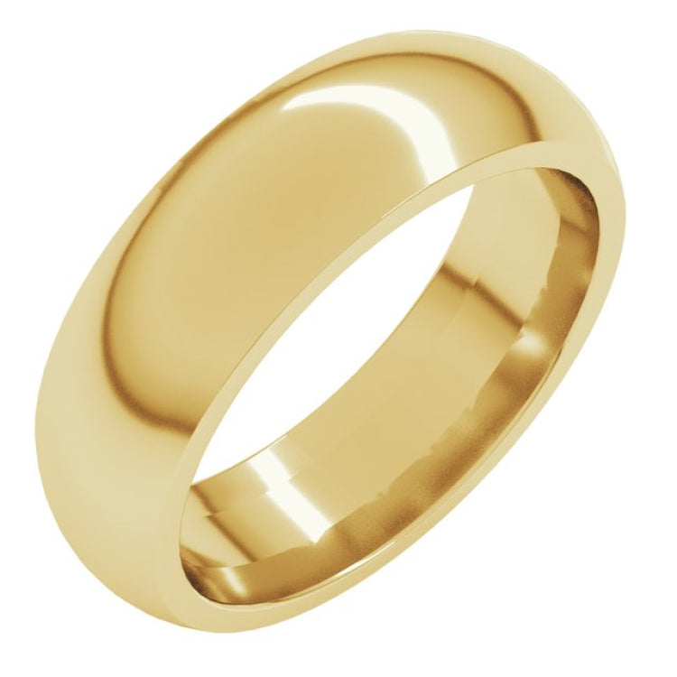 14K Yellow Gold 6 mm Comfort-Fit Half Round Band Size 14.5