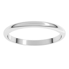 14K White Gold 2 mm Half Round Band Size 10.5