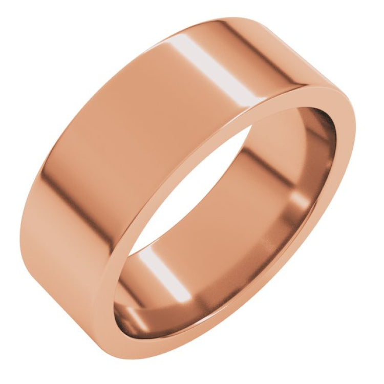 18K Rose Gold 7 mm Comfort-Fit Flat Band Size 8