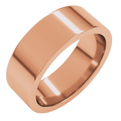 18K Rose Gold 7 mm Comfort-Fit Flat Band Size 8