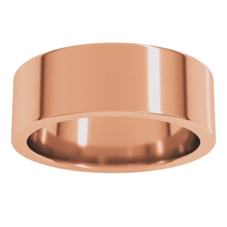 18K Rose Gold 7 mm Comfort-Fit Flat Band Size 8