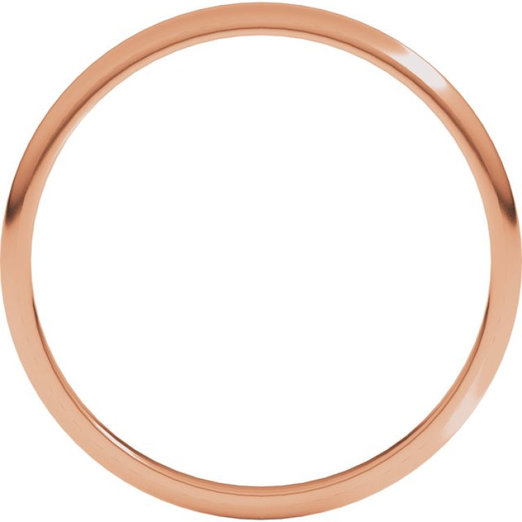14K Rose Gold 1.5 mm Lightweight Half Round Band Size 6