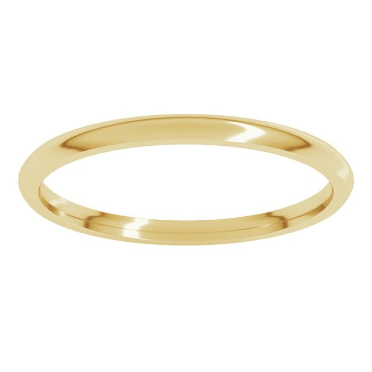 14K Yellow Gold 1.5 mm Lightweight Comfort-Fit Half Round Band Size 7
