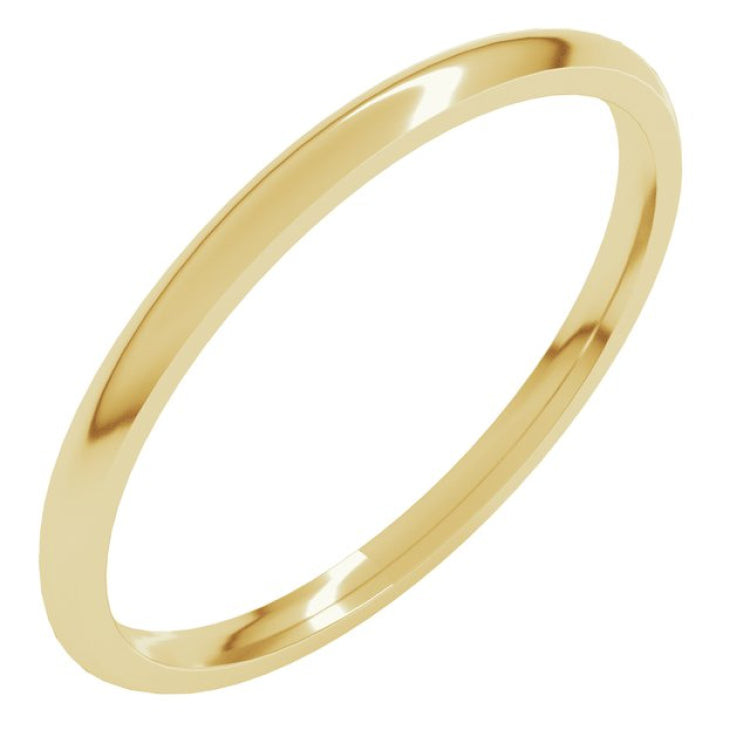 18K Yellow Gold 1.5 mm Lightweight Comfort-Fit Half Round Band Size 5