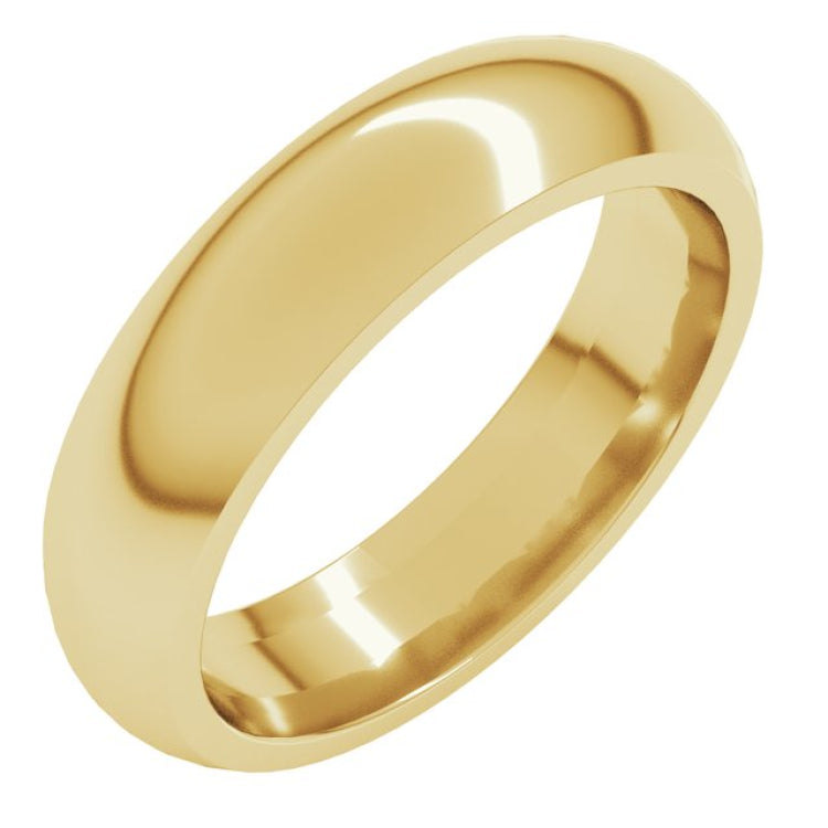 14K Yellow Gold 5 mm Comfort-Fit Half Round Band Size 11