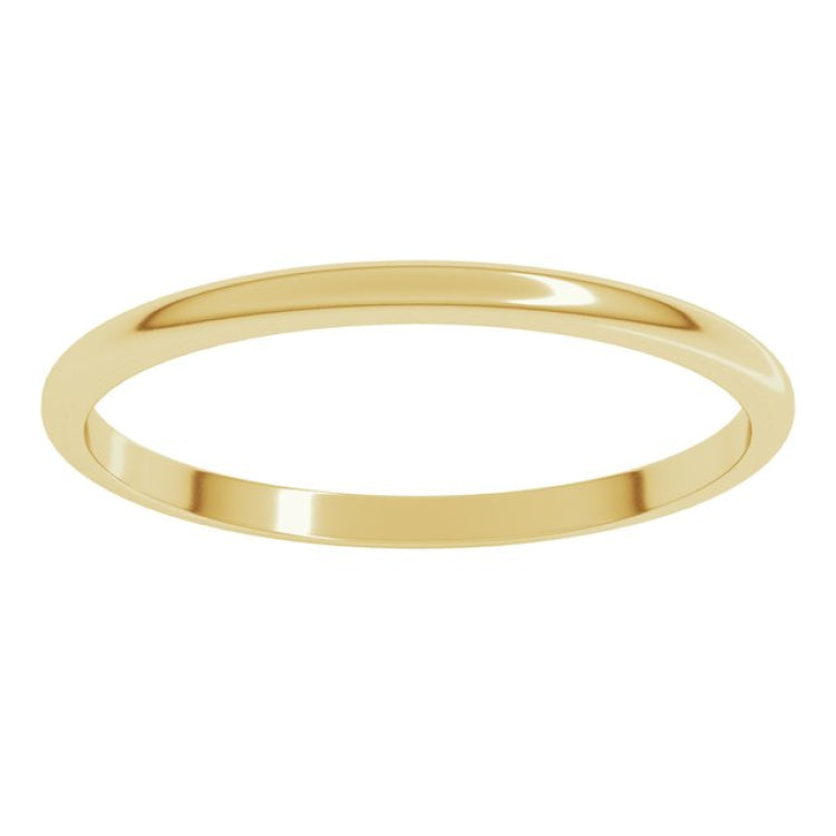 14K Yellow Gold 1.5 mm Lightweight Half Round Band Size 6.5