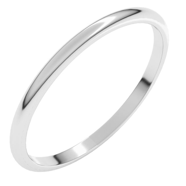 14K White Gold 1.5 mm Lightweight Half Round Band Size 8.5
