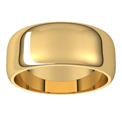 14K Yellow Gold 8 mm Half Round Band Size 11