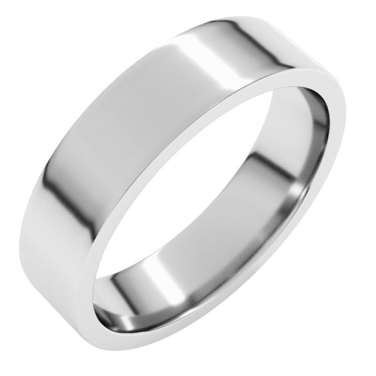 14K White Gold 5 mm Lightweight Comfort-Fit Flat Band Size 9