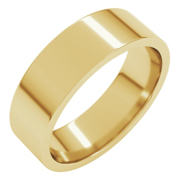 18K Yellow Gold 6 mm Lightweight Comfort-Fit Flat Band Size 8.5
