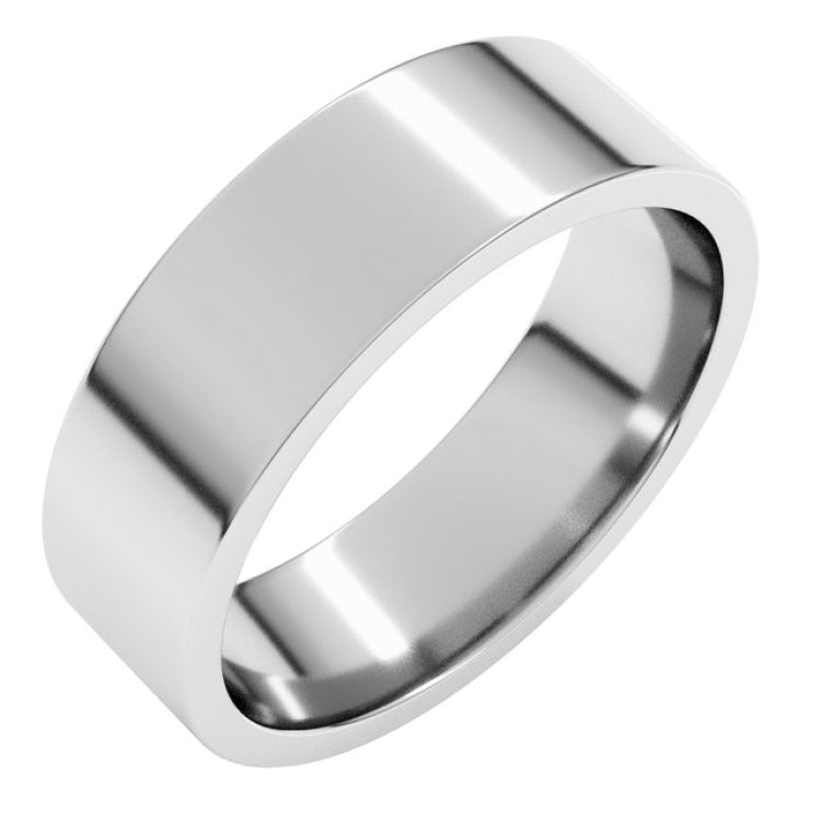 14K White Gold 6 mm Lightweight Comfort-Fit Flat Band Size 9.5
