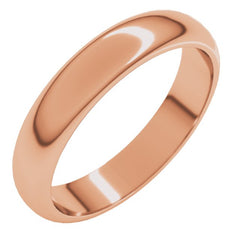 14K Rose Gold 4 mm Half Round Band Size 7