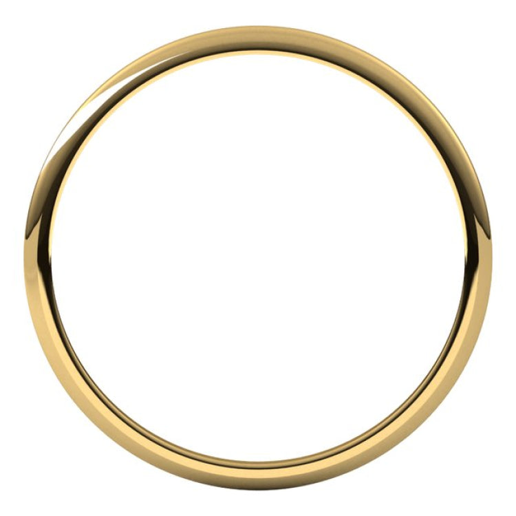 14K Yellow Gold 1 mm Lightweight Half Round Band Size 7