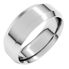 14K White Gold 7 mm Beveled-Edge Comfort-Fit Flat Band Size 8.5