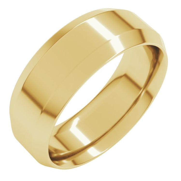 10K Yellow Gold 7 mm Beveled-Edge Comfort-Fit Flat Band Size 10