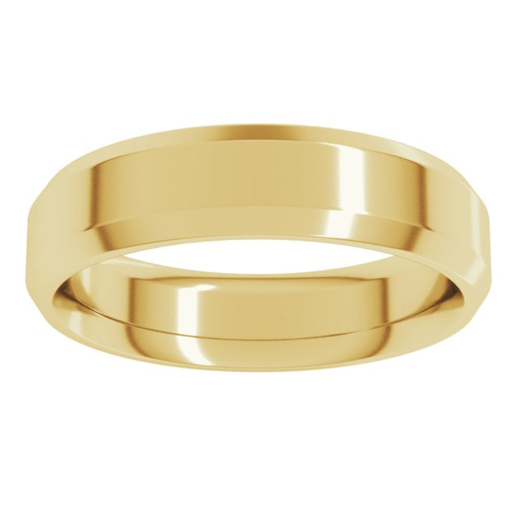 14K Yellow Gold 5 mm Beveled-Edge Comfort-Fit Flat Band Size 11