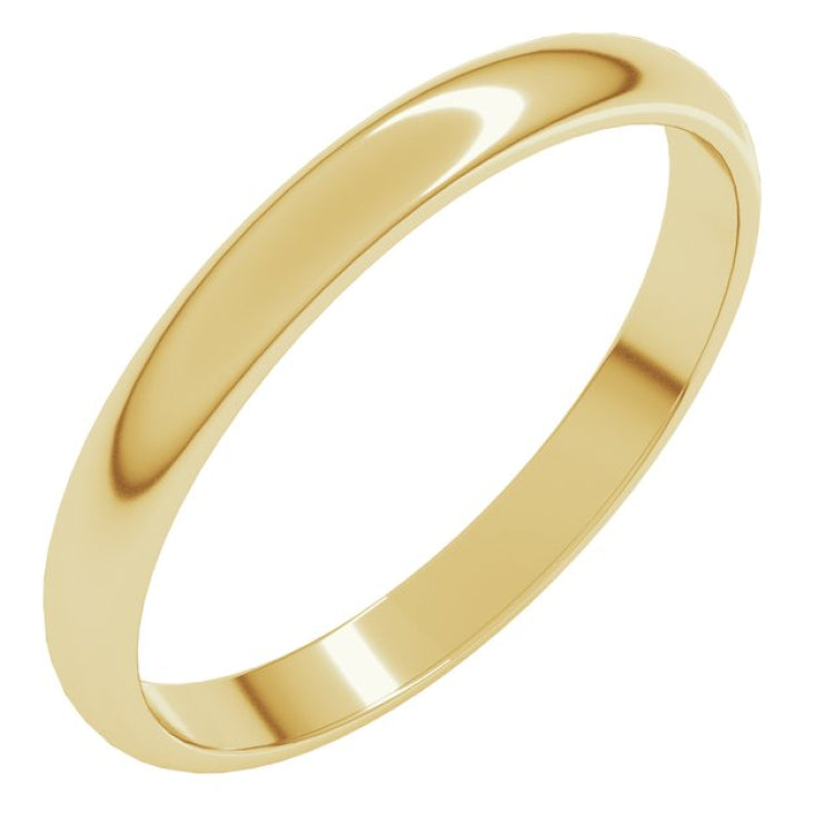 14K Yellow Gold 2.5 mm Lightweight Half Round Band Size 7
