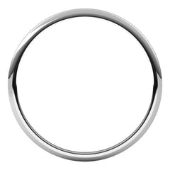 14K White Gold 1 mm Lightweight Half Round Band Size 7