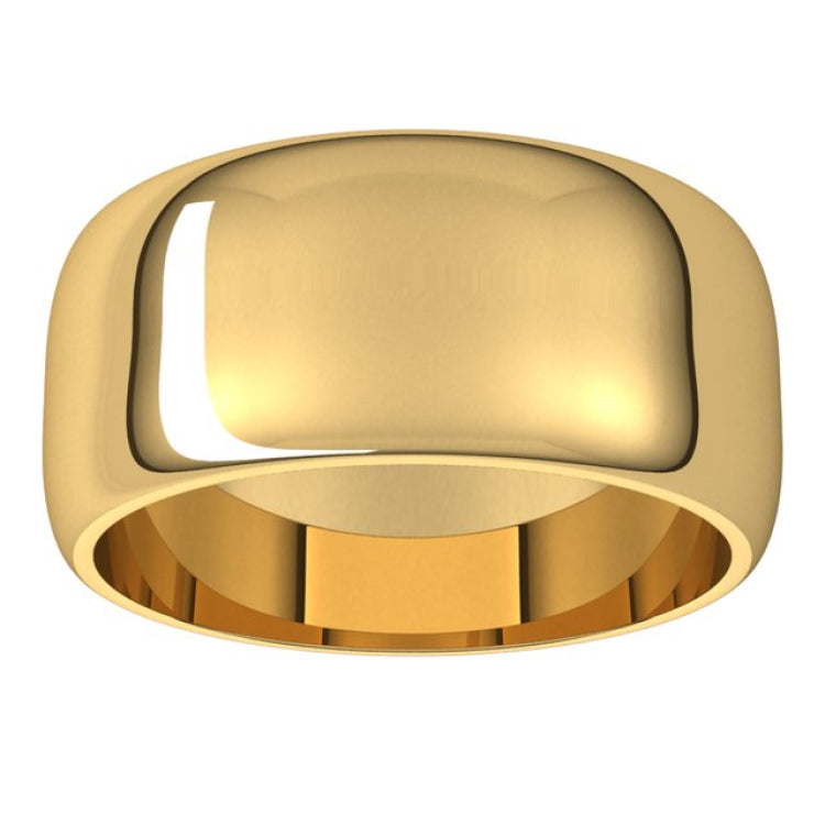 10K Yellow Gold 9 mm Half Round Band Size 6