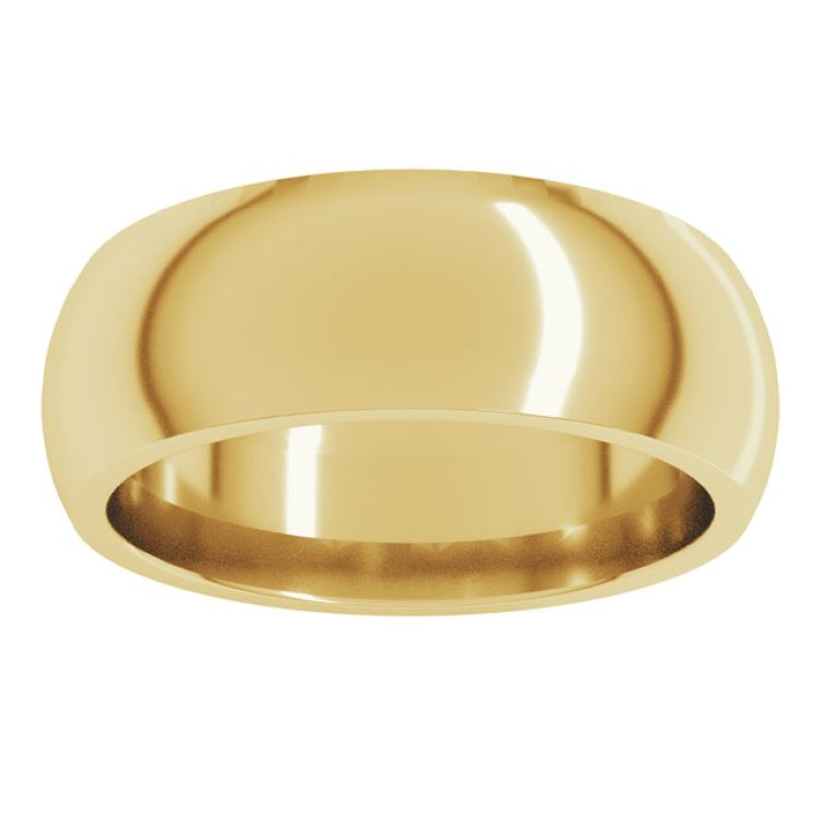 10K Yellow Gold 7 mm Comfort-Fit Half Round Band Size 12.5
