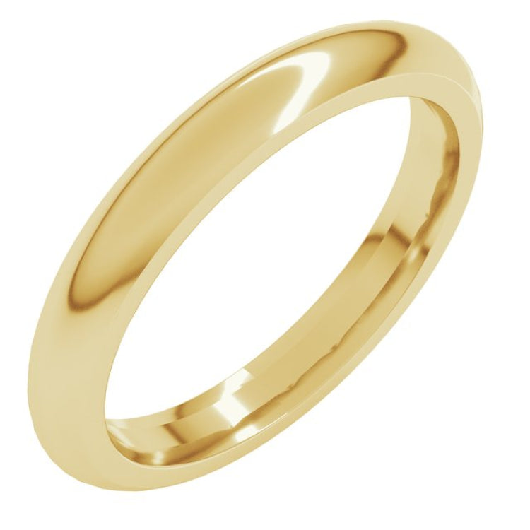 18K Yellow Gold 3 mm Comfort-Fit Half Round Band Size 8.5