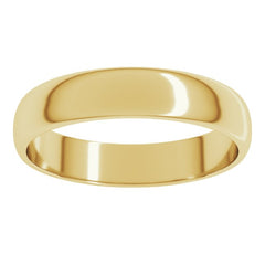14K Yellow Gold 4 mm Lightweight Half Round Band Size 10.5